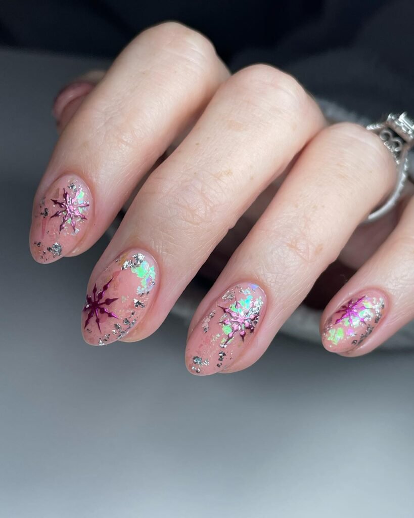 xmass nails almond